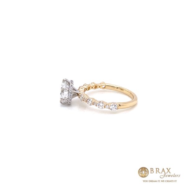 14K Two-Tone Round Hidden Halo Diamond Engagement Ring and Wedding Band Set Image 3 Brax Jewelers Newport Beach, CA