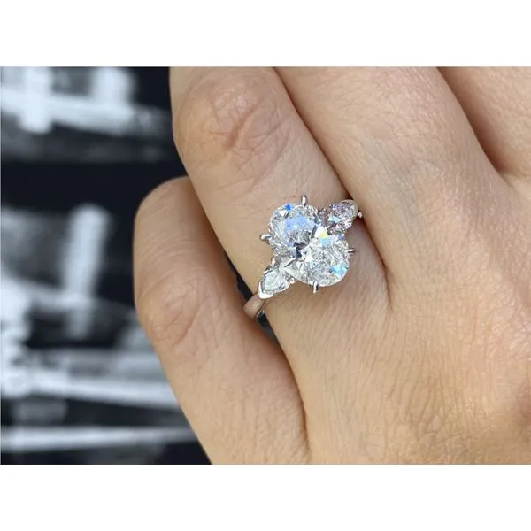 18K White Gold 3.00Ct Oval Lab Diamond Engagement Ring Brax Jewelers Newport Beach, CA