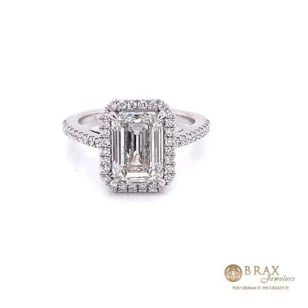 18K White Gold 3.12Ct Emerald Lab Diamond Engagement Ring Brax Jewelers Newport Beach, CA