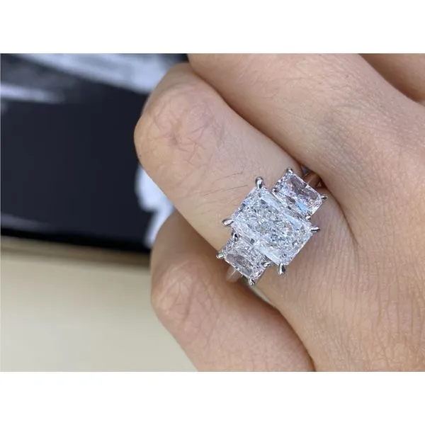 14K White Gold 3.01Ct Radiant Lab Diamond Engagement Ring Brax Jewelers Newport Beach, CA