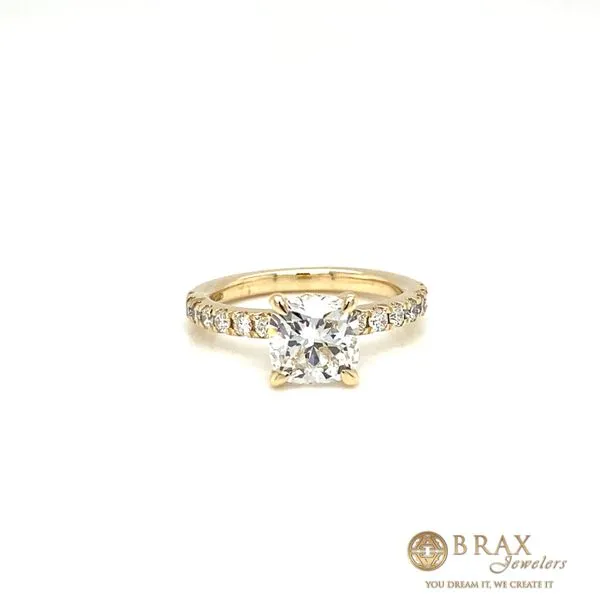 14K Yellow Gold 2.00Ct Cushion Lab Diamond Engagement Ring Brax Jewelers Newport Beach, CA
