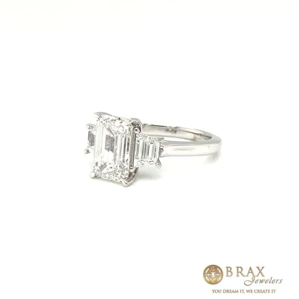 14K White Gold 3.03Ct Emerald Lab Diamond Engagement Ring Image 2 Brax Jewelers Newport Beach, CA