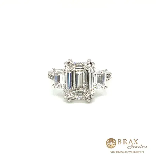 14K White Gold 5.01Ct Emerald Lab Diamond Engagement Ring Brax Jewelers Newport Beach, CA