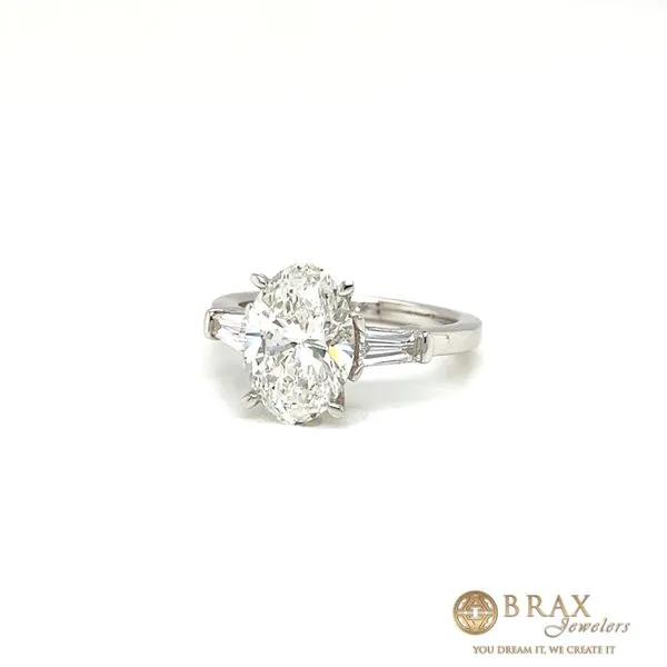 18K White Gold 3.00Ct Oval Lab Diamond Engagement Ring Image 2 Brax Jewelers Newport Beach, CA