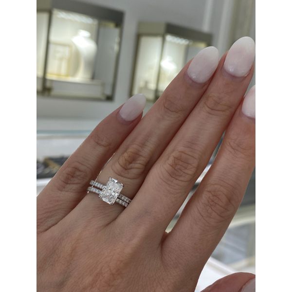 2.00 Carat Lab Grown Diamond Radiant Engagement Ring and Wedding Band Set Image 4 Brax Jewelers Newport Beach, CA