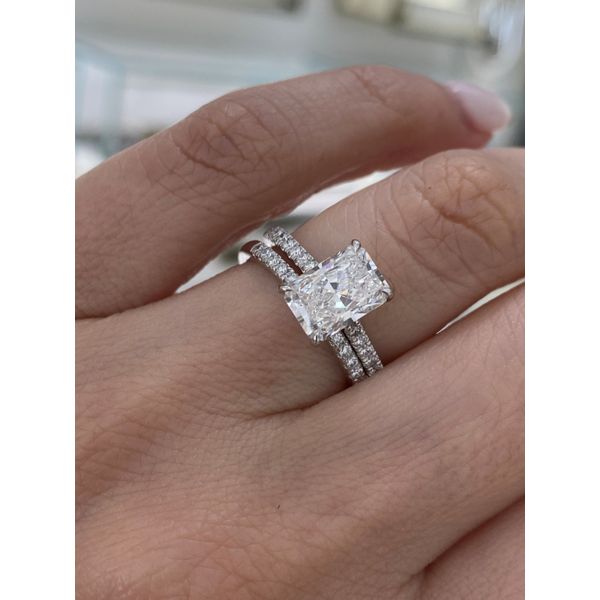2.00 Carat Lab Grown Diamond Radiant Engagement Ring and Wedding Band Set Image 5 Brax Jewelers Newport Beach, CA