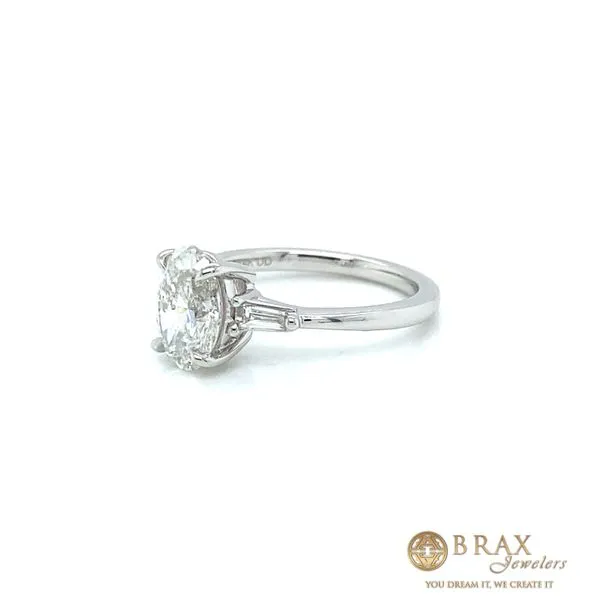 Oval  Diamond Engagement Ring with 1.79ct Oval F VS2 Center Diamond and 0.21ctw Baguette Diamonds - Brax Jewelers Image 2 Brax Jewelers Newport Beach, CA