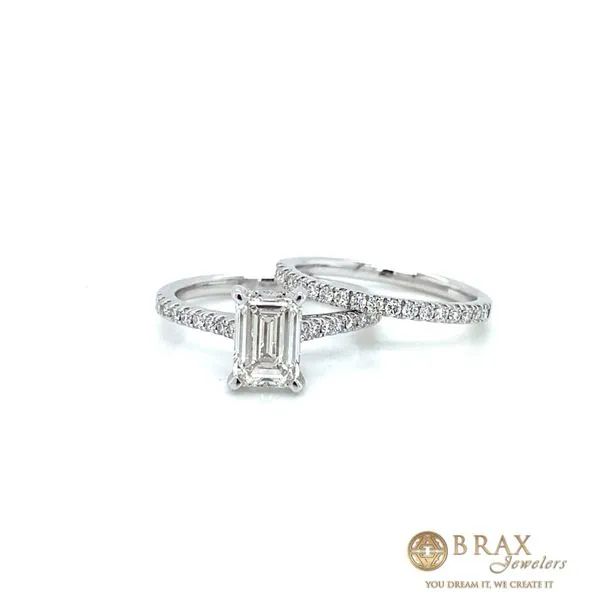 Emerald Diamond Engagement Ring with 1.61ct F VS1 Center and 0.53ctw Round Diamonds in 14K White Gold - Brax Jewelers Brax Jewelers Newport Beach, CA