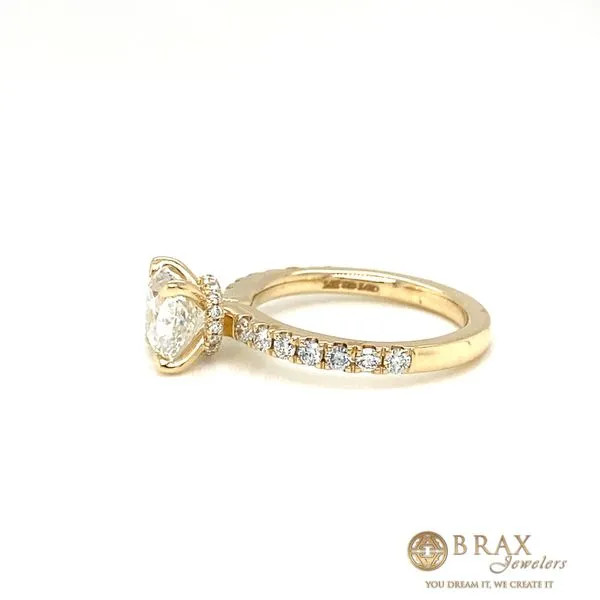 Cushion Diamond Hidden Halo Engagement Ring with 2.00ct G VS2 IGI Certified Center and 0.50ctw Round Diamonds in 14K Yellow Gold - Brax Jewelers Image 2 Brax Jewelers Newport Beach, CA