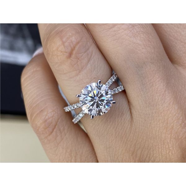18K White Gold 3.57Ct Round Lab Diamond Engagement Ring Brax Jewelers Newport Beach, CA
