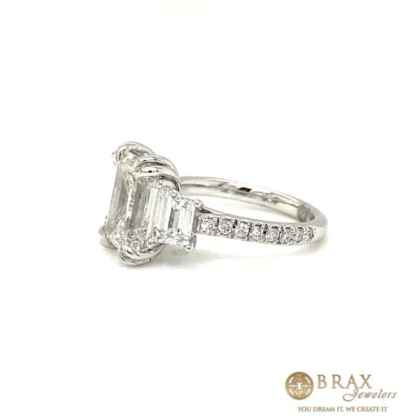 Emerald Cut 5.01Tw G VVS2 Lab Grown Diamond Engagement Ring, 14K White Gold - Brax Jewelers Image 3 Brax Jewelers Newport Beach, CA