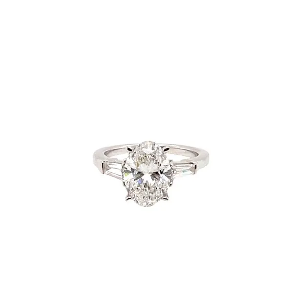 Oval Diamond Engagement Ring with 3.00ct E VVS2 Center and 0.52ctw Baguette Diamonds in 14K White Gold - Brax Jewelers Image 5 Brax Jewelers Newport Beach, CA