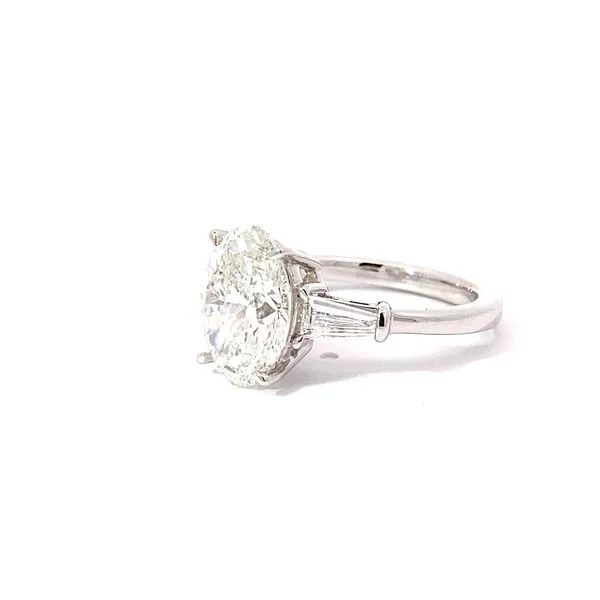 Oval Diamond Engagement Ring with 4.09ct G VS1 Center and 0.47ctw Baguette Diamonds in 18K White Gold - Brax Jewelers Image 2 Brax Jewelers Newport Beach, CA
