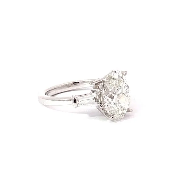 Oval Diamond Engagement Ring with 4.09ct G VS1 Center and 0.47ctw Baguette Diamonds in 18K White Gold - Brax Jewelers Image 3 Brax Jewelers Newport Beach, CA