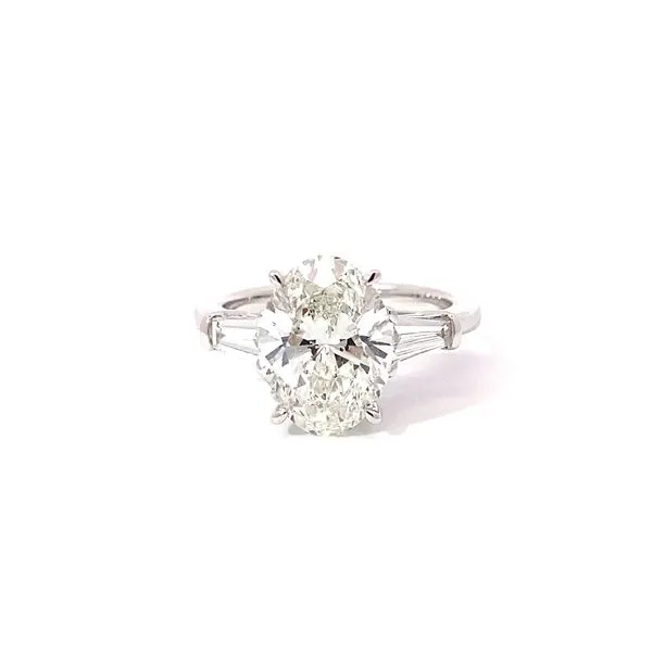 Oval Diamond Engagement Ring with 4.09ct G VS1 Center and 0.47ctw Baguette Diamonds in 18K White Gold - Brax Jewelers Brax Jewelers Newport Beach, CA
