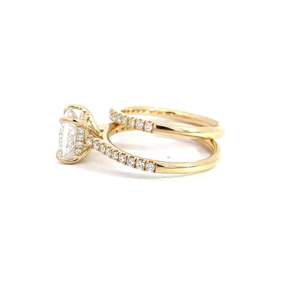 Pear Diamond Lady's 14K Yellow Gold Hidden Halo Engagement Ring and Wedding Band Set with 2.05ct Pear F VS1 Center Diamond and 0.45ctw Round Diamonds  Image 3 Brax Jewelers Newport Beach, CA