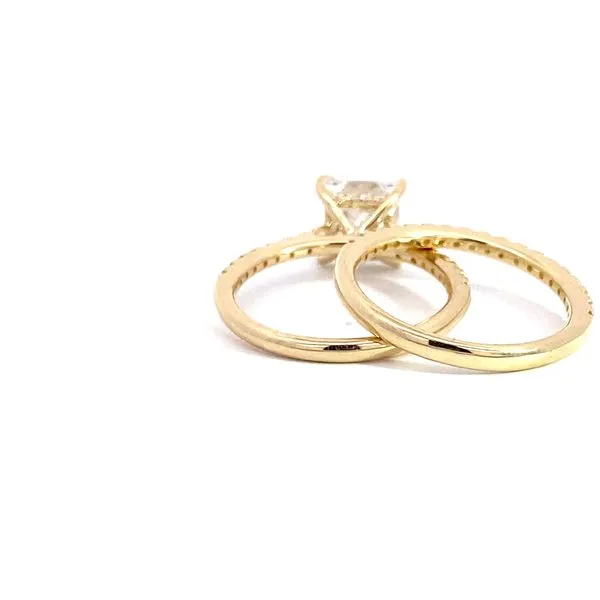 Pear Diamond Lady's 14K Yellow Gold Hidden Halo Engagement Ring and Wedding Band Set with 2.05ct Pear F VS1 Center Diamond and 0.45ctw Round Diamonds  Image 4 Brax Jewelers Newport Beach, CA