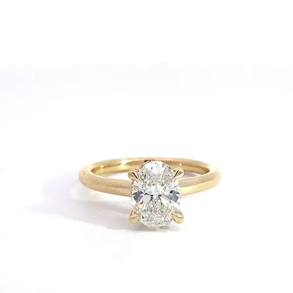 Lady's 14K Yellow Gold Lab-Grown Diamond Hidden Halo Engagement Ring, 1.56ct Oval Cut F VVS2 - Brax Jewelers Brax Jewelers Newport Beach, CA