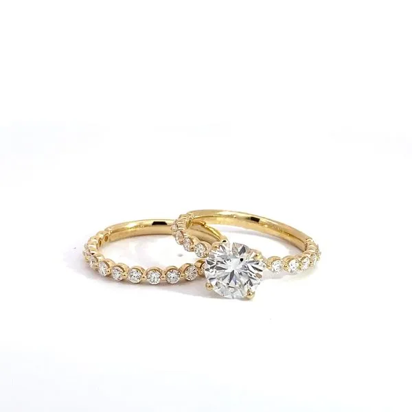 Round Diamond Engagement Ring and Wedding Band Set with 1.60ct F VS2 Center and 0.71ctw Round Diamonds in 14K Yellow Gold - Brax Jewelers Brax Jewelers Newport Beach, CA