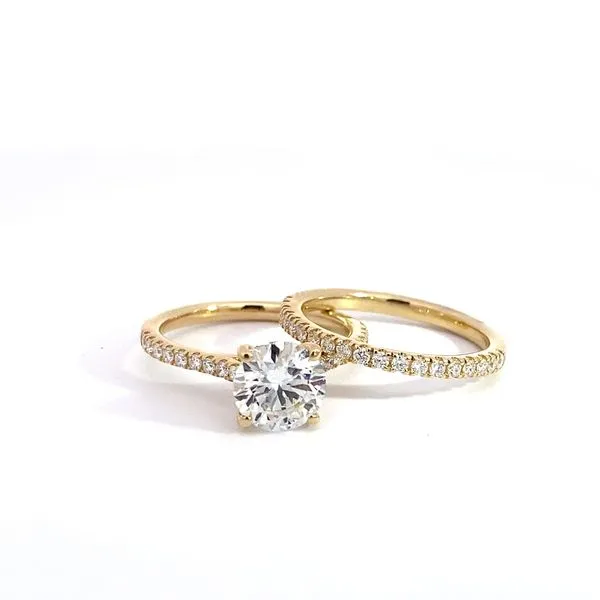 Round Diamond Hidden Halo Engagement Ring and Wedding Band Set with 1.63ct F SI1 Center and 0.37ctw Round Diamonds in 14K Yellow Gold - Brax Jewelers Brax Jewelers Newport Beach, CA