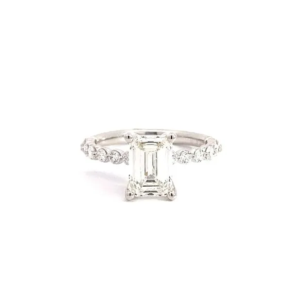 Emerald Diamond Engagement Ring with 2.00ct Center and 0.39ctw Round Diamonds in 14K White Gold, 3.00g - Brax Jewelers Brax Jewelers Newport Beach, CA