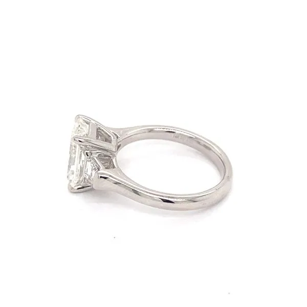 Three Stone Radiant Diamond Engagement Ring with 3.08ct G VS1 IGI Certified Center and 0.50ctw Trapezoid Side Diamonds in 14K White Gold - Brax Jewele Image 2 Brax Jewelers Newport Beach, CA