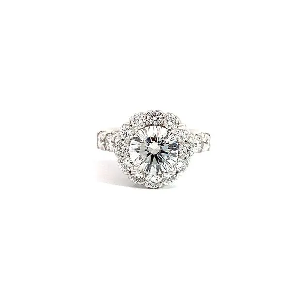 Christopher Design 1.85 Halo  Engagement Rings With Center Stone 14 Karat White Gold  - Brax jewelers Brax Jewelers Newport Beach, CA