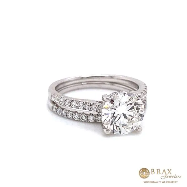 14K White Gold 2.17Ct Round Lab Diamond Engagement Ring and Band Set Image 2 Brax Jewelers Newport Beach, CA