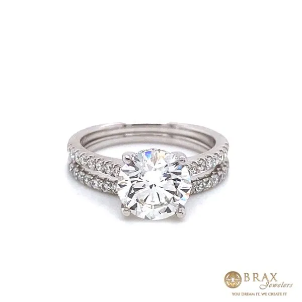 14K White Gold 2.17Ct Round Lab Diamond Engagement Ring and Band Set Brax Jewelers Newport Beach, CA