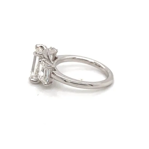 Three Stone Emerald Diamond Engagement Ring with 3.15ct F VS1 IGI Certified Center and 2.07ctw Emerald Side Diamonds in 14K White Gold - Brax Jewelers Image 5 Brax Jewelers Newport Beach, CA