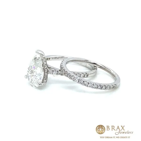 Pear Diamond Engagement Ring with 2.55ct F VS1 Center and 0.54ctw Round Diamonds in 14K White Gold - Brax Jewelers Image 2 Brax Jewelers Newport Beach, CA