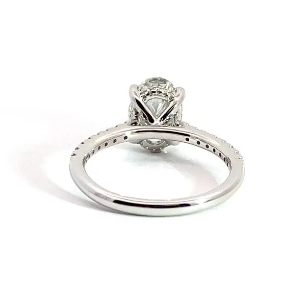 Classic Oval Diamond Engagement Ring and Wedding Band Set with 2.08ct E VS1 IGI Certified Center and 0.50ctw Round Diamonds in 14K White Gold - Brax J Image 2 Brax Jewelers Newport Beach, CA