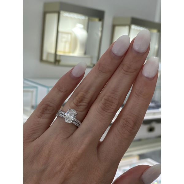 2.09 Carat Lab Grown Diamond Oval Engagement Ring and Wedding Band Set Image 4 Brax Jewelers Newport Beach, CA