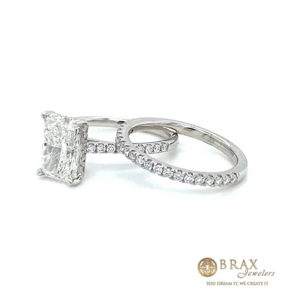 Lady's 14 Karat White Gold Lab Grown Diamond Center Stone Engagement Ring And Wedding Band Set Image 2 Brax Jewelers Newport Beach, CA