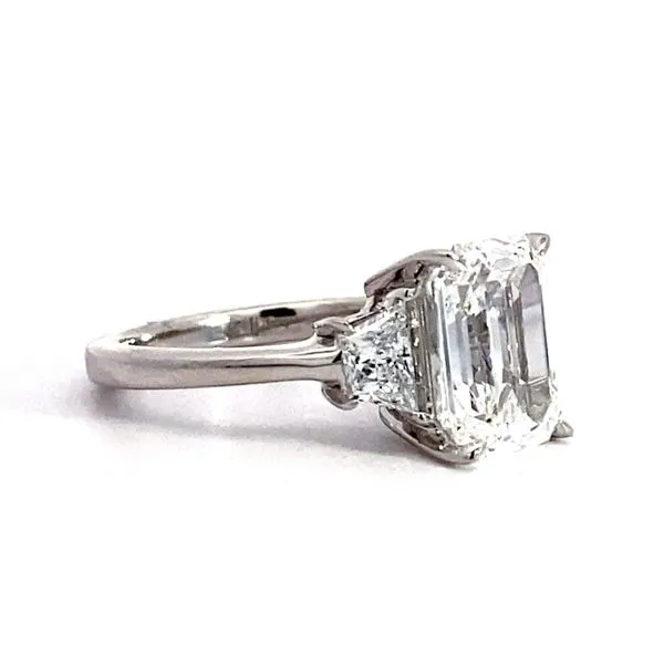 Lady's 4.01Tw Emerald Lab Grown Engagement Ring With Center Stone 18 Karat White Gold Image 3 Brax Jewelers Newport Beach, CA