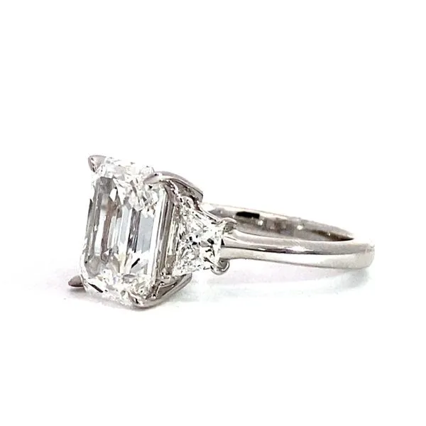 Lady's 4.01Tw Emerald Lab Grown Engagement Ring With Center Stone 18 Karat White Gold Image 4 Brax Jewelers Newport Beach, CA