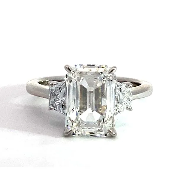 Lady's 4.01Tw Emerald Lab Grown Engagement Ring With Center Stone 18 Karat White Gold Brax Jewelers Newport Beach, CA