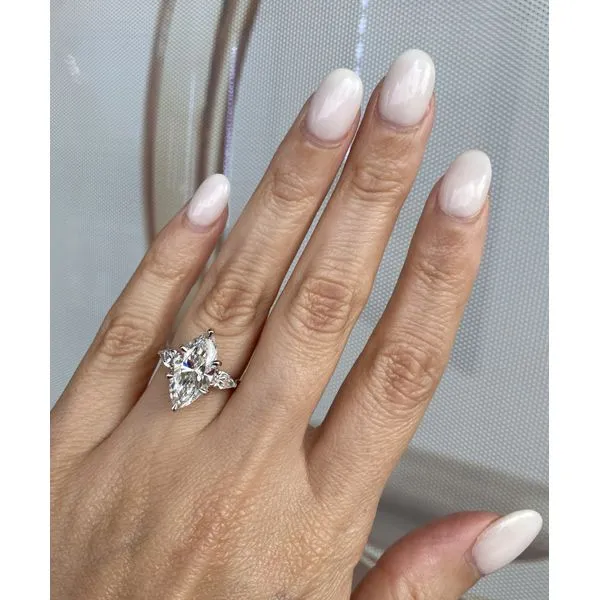 Ladys 14K White Gold Marquise 4.06Tw Lab Grown Engagement Ring Image 2 Brax Jewelers Newport Beach, CA
