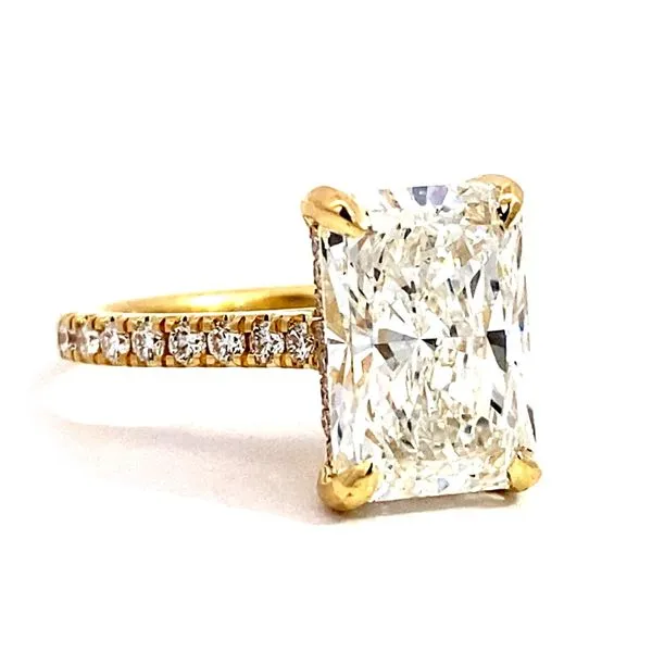 Lady's Lab Grown Engagement Ring With Radiant 3.69Ct Center Stone 18 Karat Yellow Gold - Brax jewelers Image 3 Brax Jewelers Newport Beach, CA