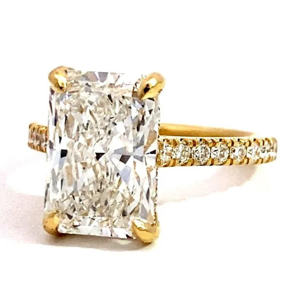 Lady's Lab Grown Engagement Ring With Radiant 3.69Ct Center Stone 18 Karat Yellow Gold - Brax jewelers Image 4 Brax Jewelers Newport Beach, CA