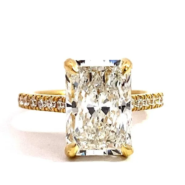 Lady's Lab Grown Engagement Ring With Radiant 3.69Ct Center Stone 18 Karat Yellow Gold - Brax jewelers Brax Jewelers Newport Beach, CA