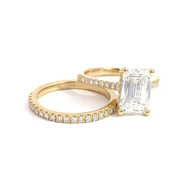 Lady's Lab Grown Engagement Ring And Wedding Band Set With Emerald 3.11Ct Center Stone 14 Karat Yellow Gold LGDTXR05674WS-GY77 - Brax jewelers Image 3 Brax Jewelers Newport Beach, CA