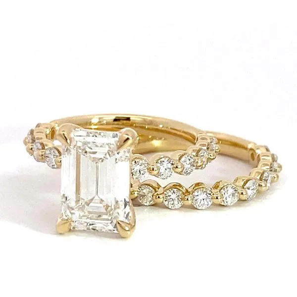 3.51Ct Classic Emerald Cut Engagement Ring Set In 14 Karat Yellow Gold Image 3 Brax Jewelers Newport Beach, CA
