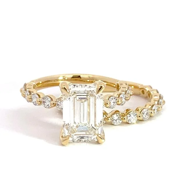 3.51Ct Classic Emerald Cut Engagement Ring Set In 14 Karat Yellow Gold Brax Jewelers Newport Beach, CA