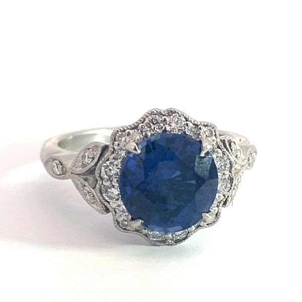 Lady's Platinum 2.90Ct Round Sapphire Engagement Ring Brax Jewelers Newport Beach, CA