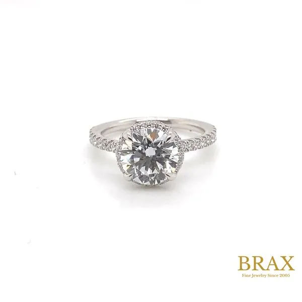 Round Halo Engagement Ring with 2.55ct F VS1 IGI Certified Diamond and 0.42ctw Round Diamonds in 14K White Gold - Brax Jewelers Brax Jewelers Newport Beach, CA