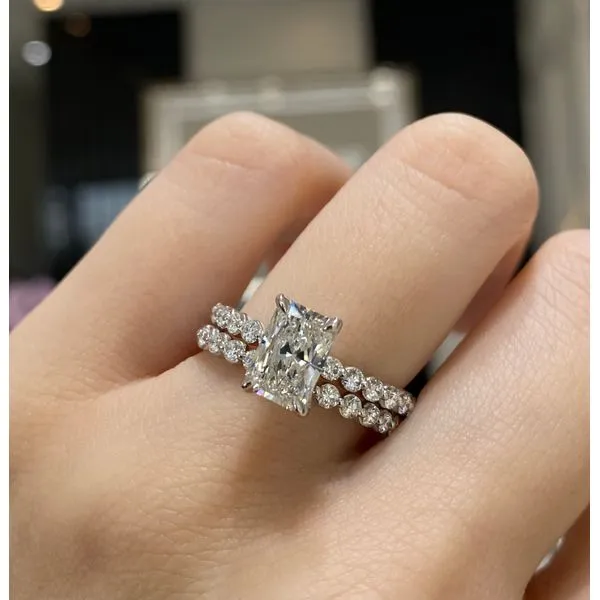 Radiant Engagement Ring and Matching Wedding Band in 14K White Gold with 1.52ct G VS2 Center Diamond - Brax Jewelers Image 2 Brax Jewelers Newport Beach, CA