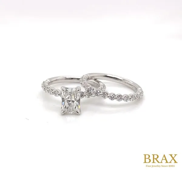 Radiant Engagement Ring and Matching Wedding Band in 14K White Gold with 1.52ct G VS2 Center Diamond - Brax Jewelers Image 5 Brax Jewelers Newport Beach, CA