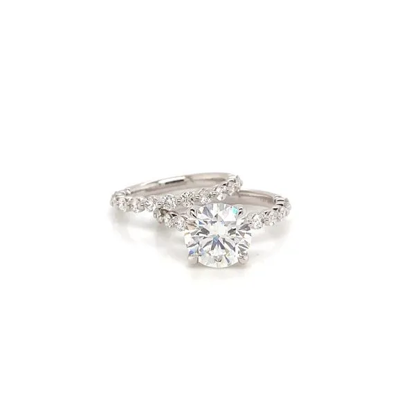 Classic Round Diamond Engagement Ring and Matching Wedding Band with 3.35ct F VS2 IGI Certified Center and 0.88ctw Round Diamonds in 14K White Gold -  Brax Jewelers Newport Beach, CA