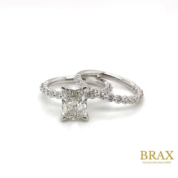 Classic Radiant Diamond Engagement Ring Set with 2.52ct G VS1 IGI Certified Center and 0.79ctw Round Diamonds in 14K White Gold - Brax Jewelers Image 4 Brax Jewelers Newport Beach, CA
